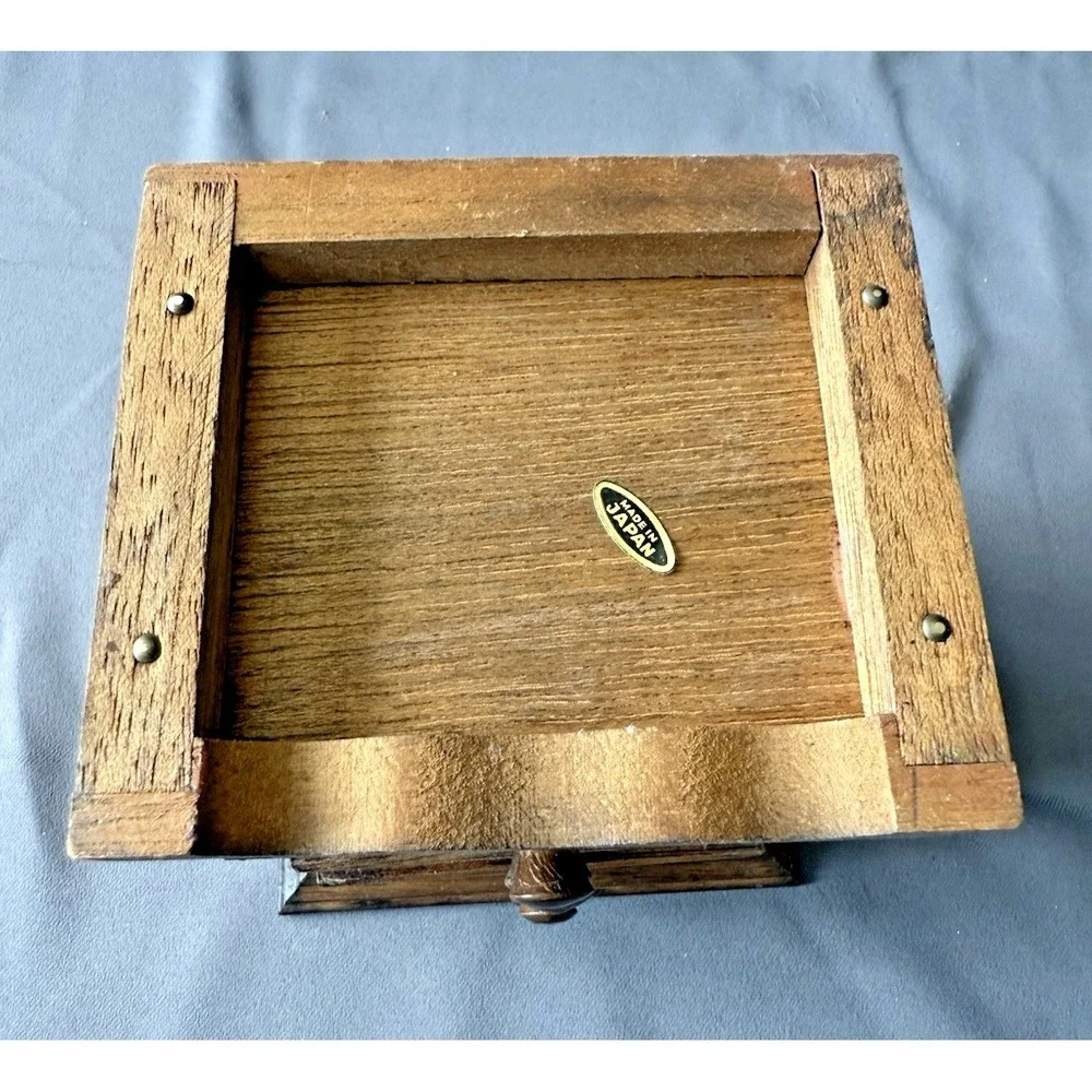 Vintage Set‎ of 8 Wooden Stackable Drawer Drink Cocktail Coasters Made in Japan